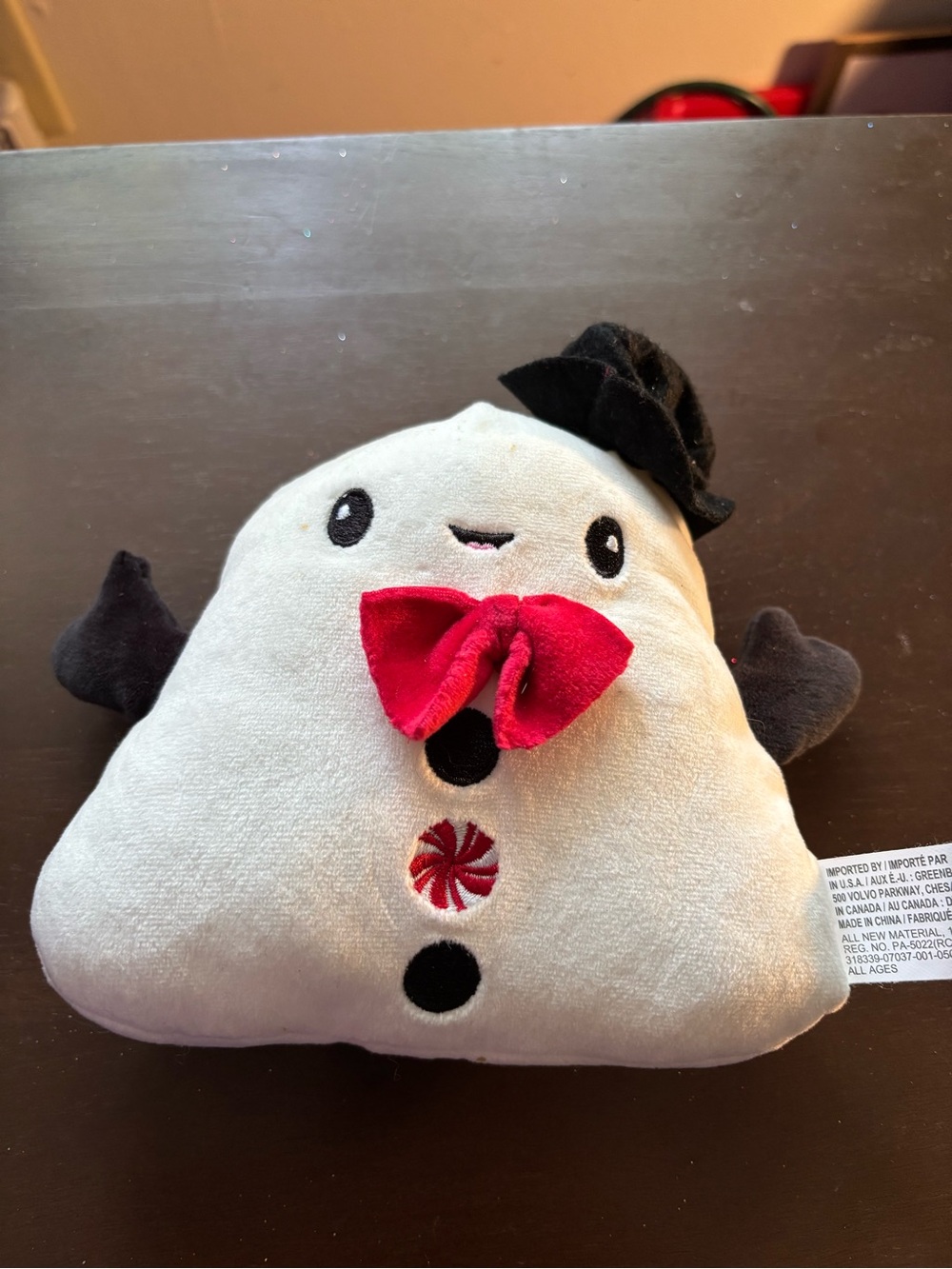 Cute Christmas Snowman Plush – White 
Snowman with Red Bow